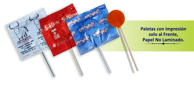 Paletas con impresión solo al Frente, papel no laminado